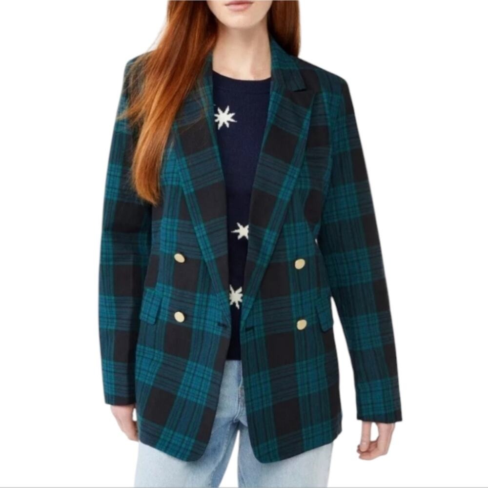 Free Assembly Women's Slim Double Breasted Plaid‎ Blazer Jacket Plus Size XXL